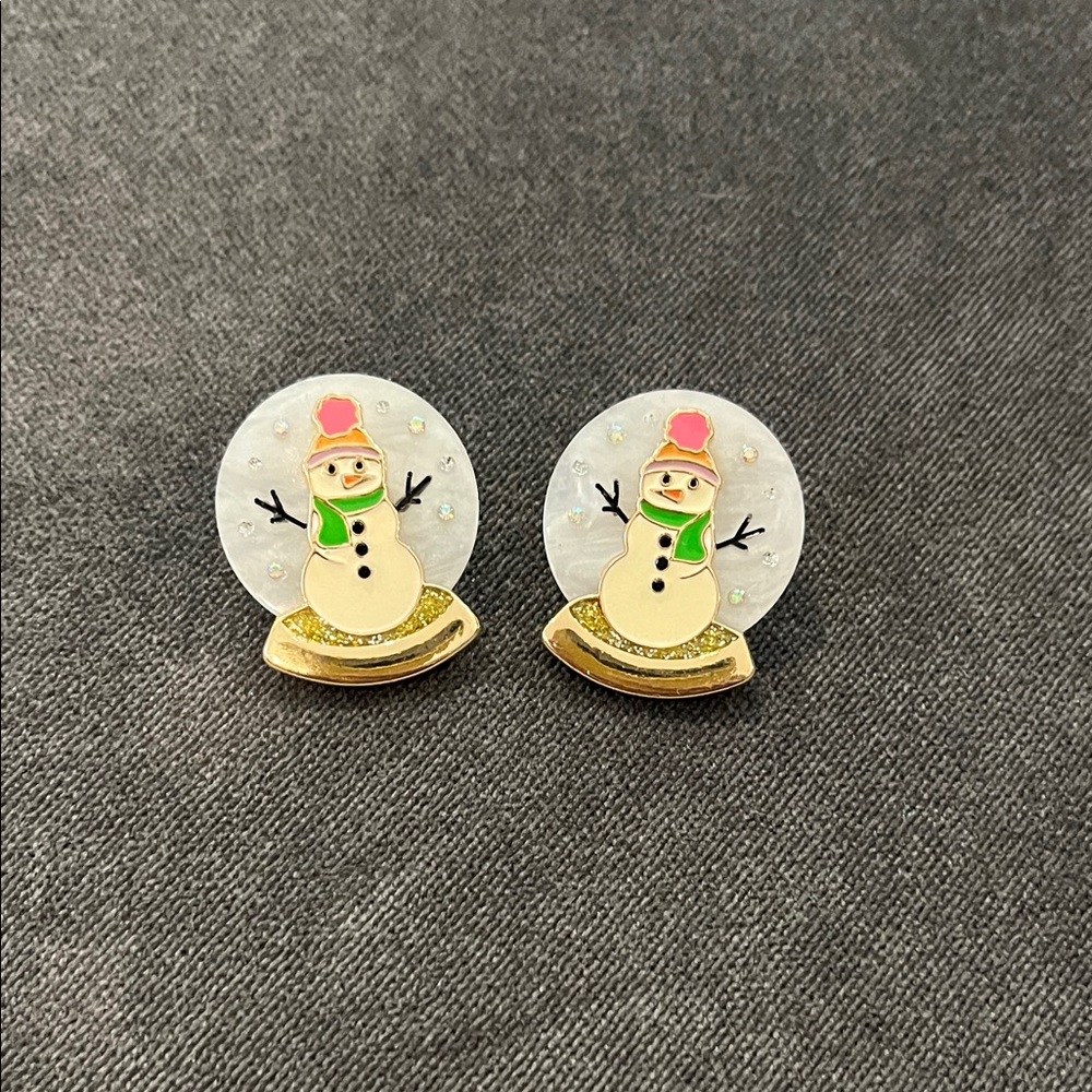 Sugarfix Snowman Earrings with Gold Accents